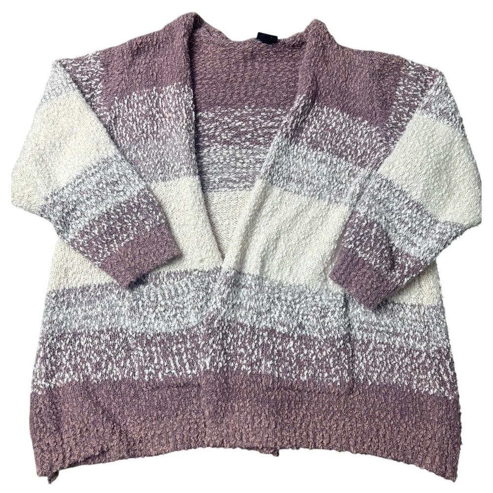 Torrid 4 Cozy Boucle Knit Striped Open Front Cardigan Sweater Plus 26/28